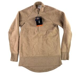 Polartec Thermal Mens Medium Long Tan Flame Resistant Midweight 1/4 Zip NOMEX